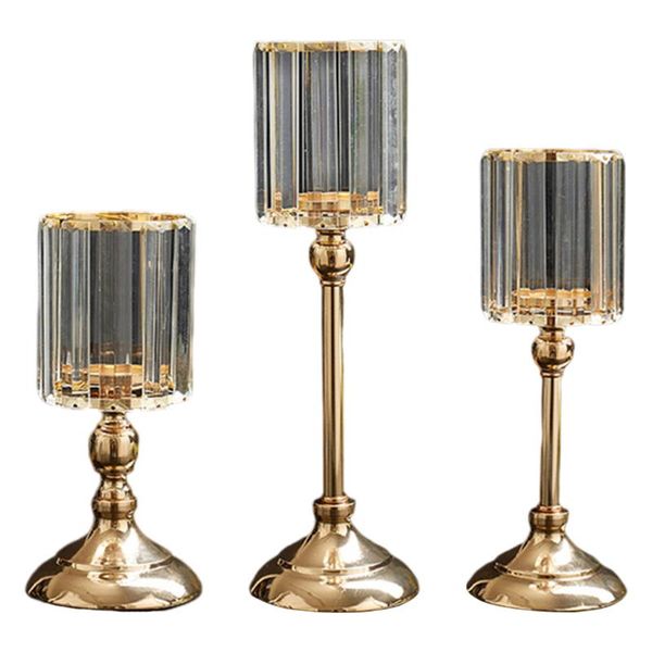 

candle holders crystal holder glass cover metal base candlestick home decoration romantic candlelight dinner wedding cup decor