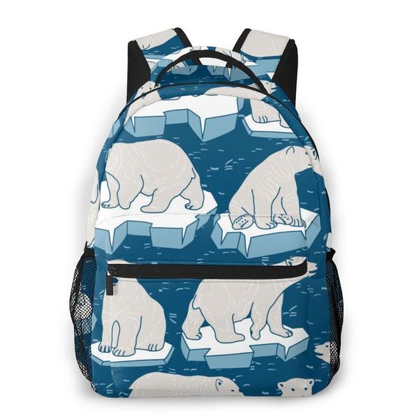 

backpack travel pack polar bear on ice floe sports bag outdoor climbing