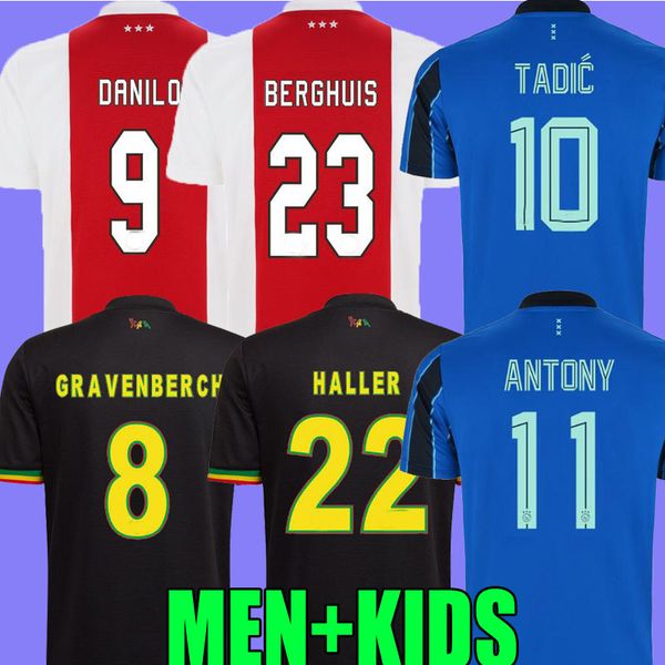 

21 22 ajaxes bob marley soccer jerseys tadic berghuis haller third black kit blind neres cruyff klaassen gravenberch 2022 football shirts me, Black;yellow