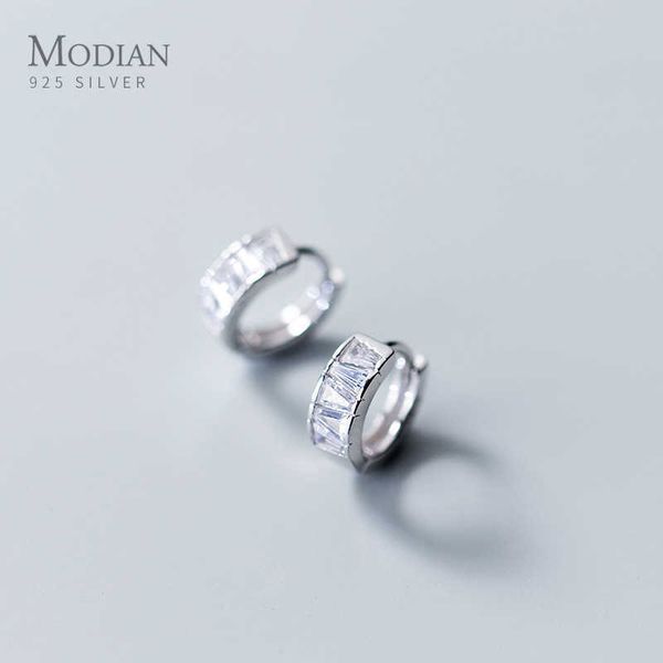 

925 sterling silver trapezoid shape hoop earrings for women wedding statement clear cz fashion jewelry brincos bijoux 210707, Golden;silver