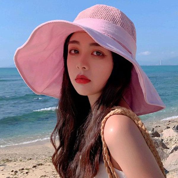 

wide brim hats summer breathable hat visor women sunscreen big flat caps and fisherman fashion sun for 2021, Blue;gray