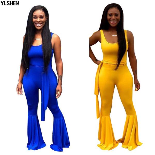 

women's jumpsuits & rompers strap backless jumpsuit for women 2021 plus size elegant bell-bottom long pants summer ladies overalls body, Black;white