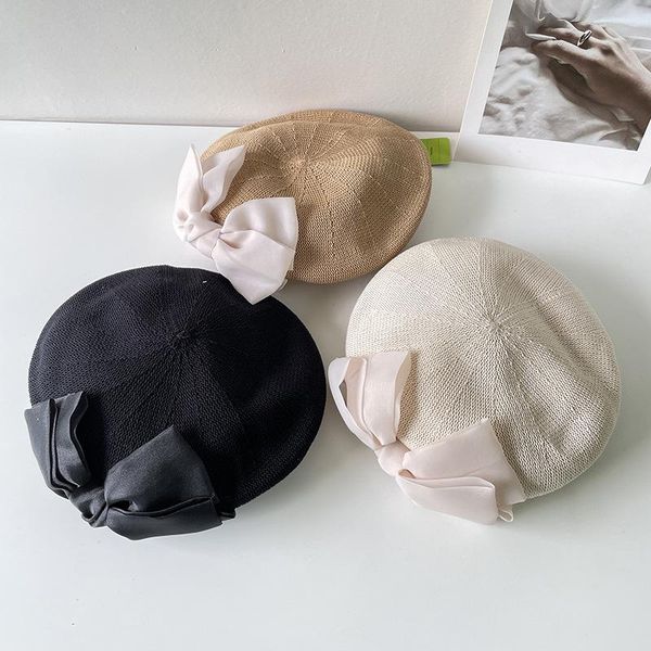 

beanies korean beret female hat art painter fashion casual wild cute bow octagonal retro