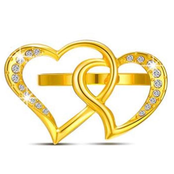 

12pcs valentine napkin ring buckle holder heart love double rings metal