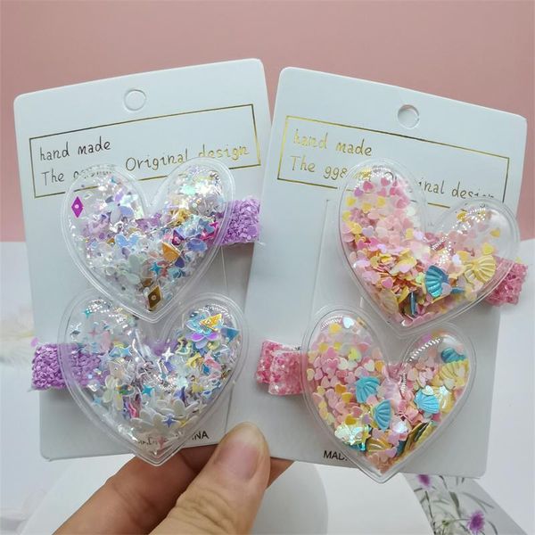 

hair accessories 2pcs glitter heart/shining star barrettes clips girls twinkle paillette hairgrips sequins hairpin for kids, Slivery;white