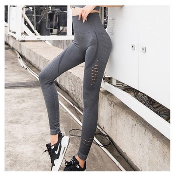 

women's leggings fitness women hollow gym high waist workout running legging mujer super stretchy sporting jogging feminina, Black