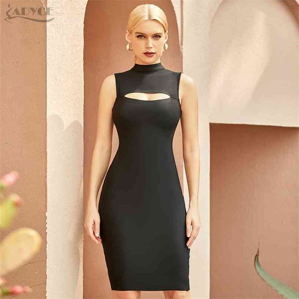 

summer women midi black tank sleeveless bandage dress hollow out club celebrity evening runway party dresses 210507, Black;gray