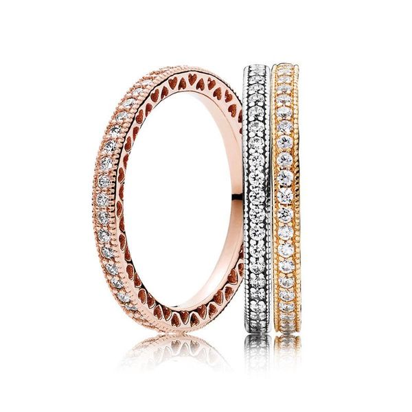 

cluster rings baofu 925 sterling silver ring shiny hollow love pavÃ© women's party gift high jewelry, Golden;silver