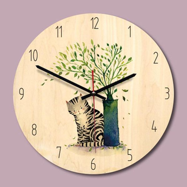

selling creativity wooden printed wall clocks european style home decor