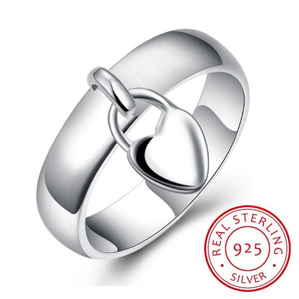 

romantic love gift heart shape charm pendant design beautiful women 925 silver jewelry wedding ring cluster rings, Golden;silver