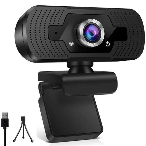 

webcams full hd 1080p webcam, usb webcam buit in microphone support manual focus plug and play web camera with tripod pc