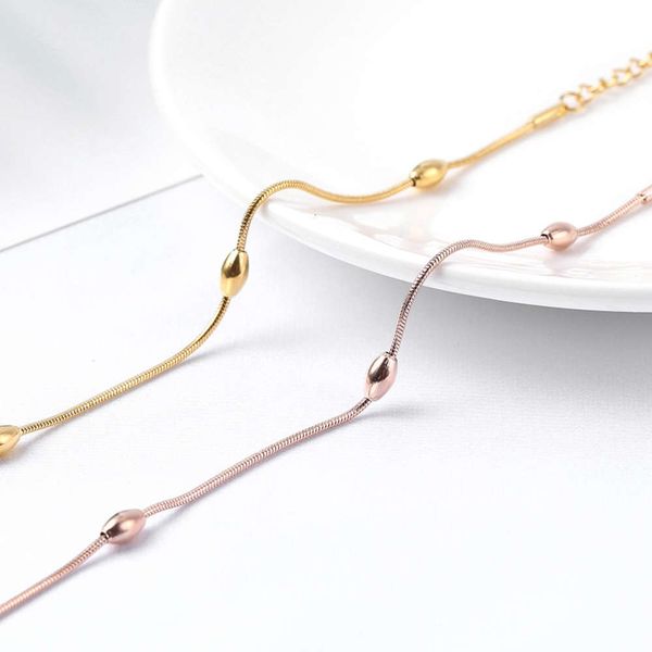 

version rice bead snake bone foot chain japanese and korean titanium steel jewelry direct sale women's fashion accessories, Red;blue