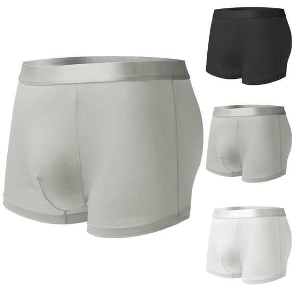 

underpants 2021 men transparent ice silk summer quick-drying boxer briefs very soft comfortable breathable 5xl, Black;white