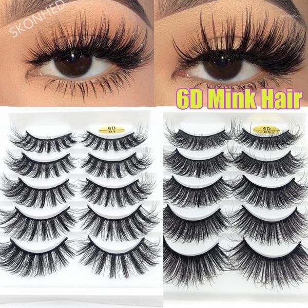 

5pairs 6d mink lashes false eyelashes natural long eyelash extension cross volume soft fake eye winged faux cils dropship1