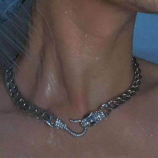 

chokers cuban snake necklace muse and scorpion clavicle chain thick short for men women, Golden;silver