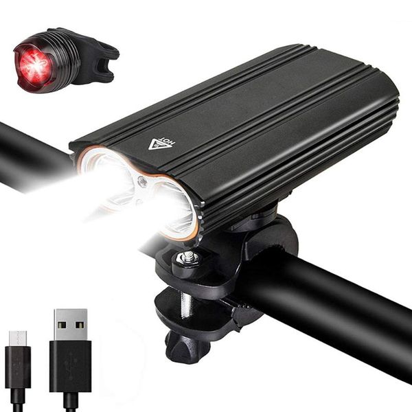 

bike lights bicycle front light set usb rechargeable smart head led lamp rotating mount with tail
