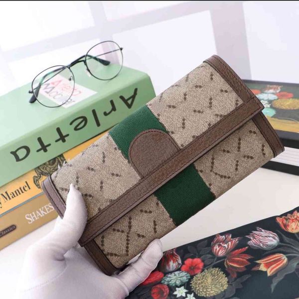 

2023 fashion ophidia continental wallet vintage women long standard cover with green red stripe inner zipper pocket credit card holder, Red;black