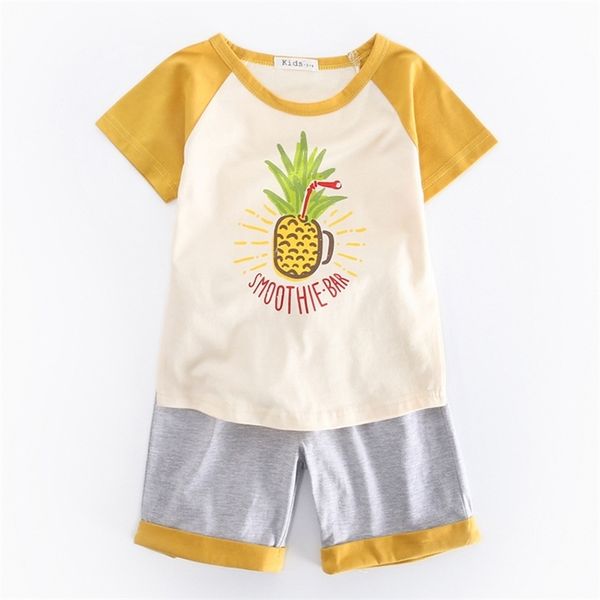 Sommer Baby Jungen Kleidung Kinder Jungen Ananas Druck Sets Kleidung Anzug T-Shirt + Shorts Kinder 210521