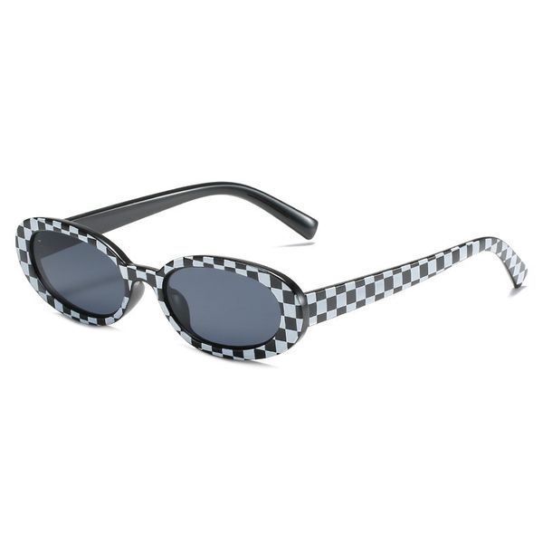 

design sunglasses new oval small frame women's fashion trendsetter mosaic color hip hop street shooting, White;black