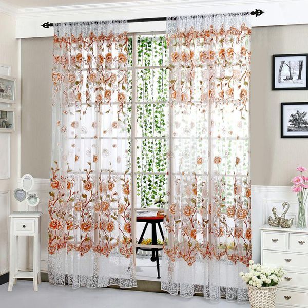 

curtains house living room office fashion flower print tray offset printing peony screens window curtain 100 * 200cm & drapes