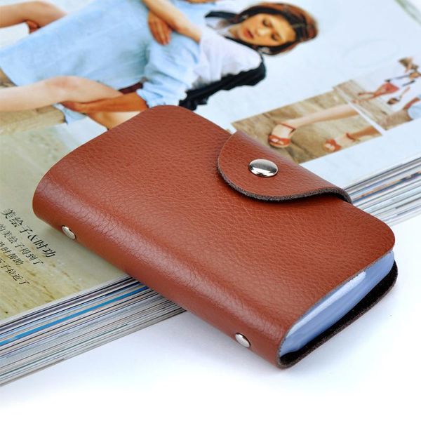 

card holders genuine cow leather credit bank holder cowhide business id cover for both man and woman simple style ten colours, Brown;gray