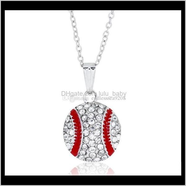 Collares Colgantes De Calidad Superior Deportes Collar Colgante Cristal Rhinestone Diamante Béisbol Encanto Sier Cadenas Para Mujeres S Fans Moda Jewe