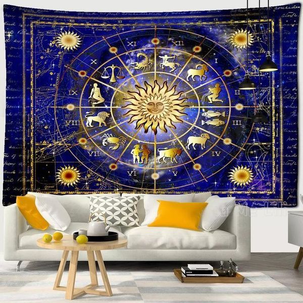 

tapestries golden sun star astrology wall tapestry