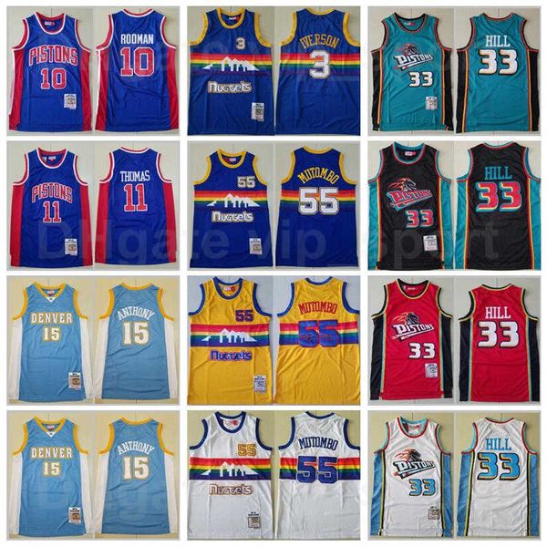 

mitchell and ness vintage basketball carmelo anthony jersey 15 allen iverson 3 isiah thomas 11 dennis rodman 10 grant hill 33 dikembe, Black