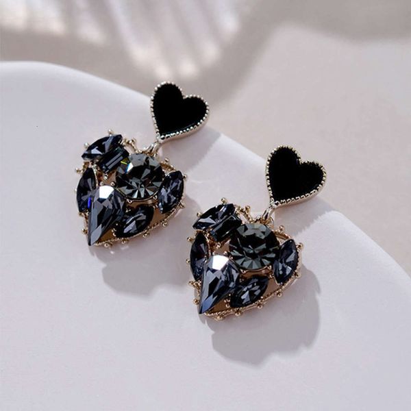 

earrings black diamond love women's simple versatile fashion korean temperament net red earrings accessories, Golden