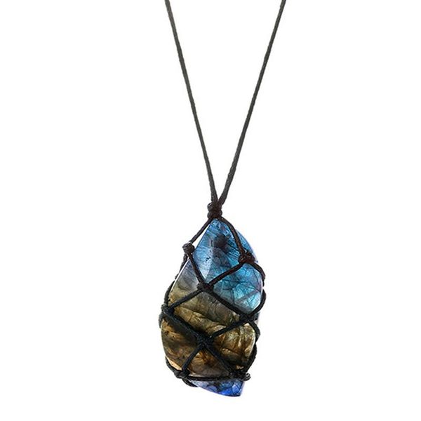 

pendant necklaces necklace natural stone wrap braid yoga macrame for men women energy, Silver