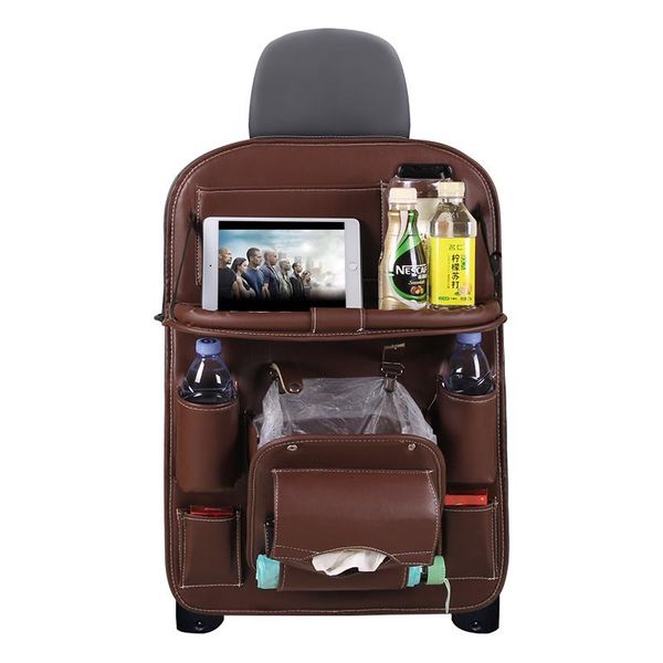 

car organizer storage bag front seat hanging dining table foldable multifunctional waterproof leather pu