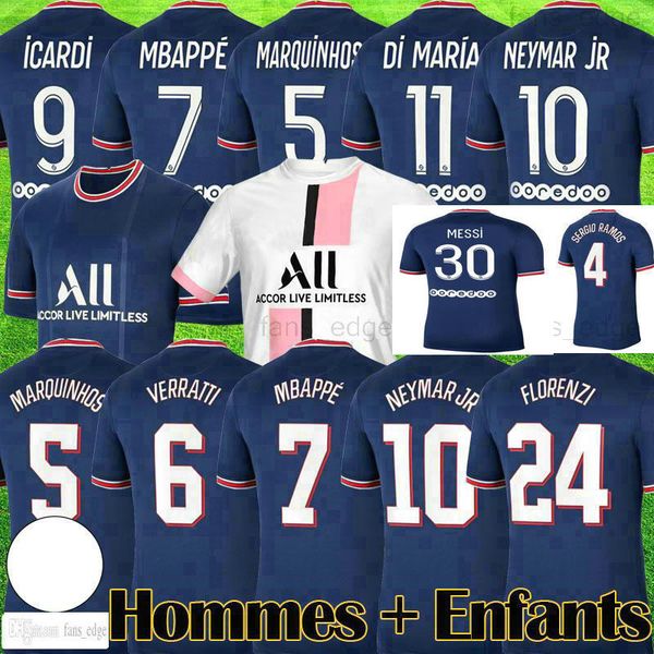 

2021 2022 psgsoccer jerseys 30 messi 4 sergio ramos mbappe di maria icardi verratti kimpembe kean custom 20 21 22 home away neymar shi, Black;yellow