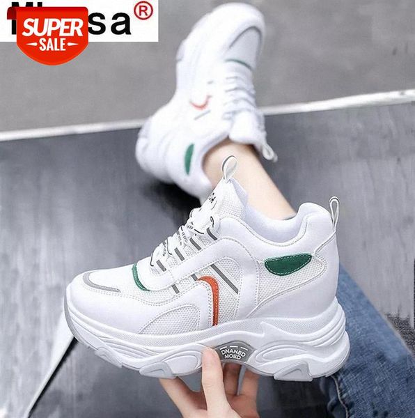 

women's shoes 2021 new fashion comfortable sneakers spring breathable mesh casual lace-up luminous platform #dm4o