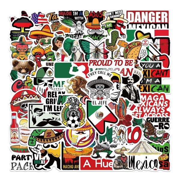 

50pcs mexico style waterproof stickers for wall guitar laptop