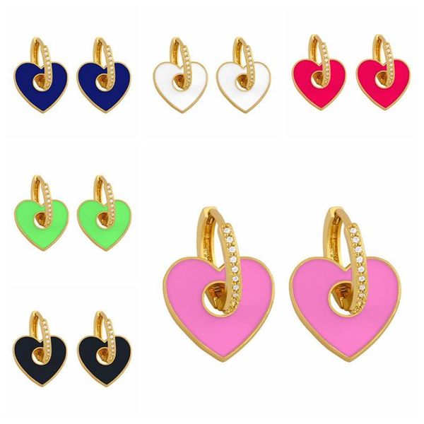 

hoop & huggie mc 925 sterling silver earrings woman dripping oil heart earring for wedding party couple jewelry pendientes fancy, Golden;silver