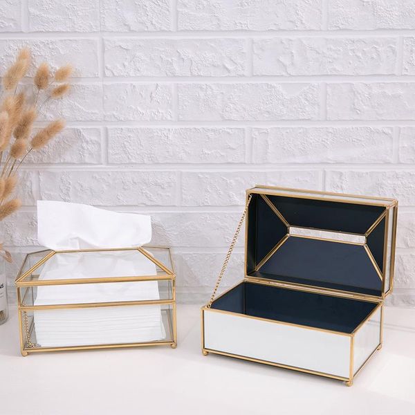 

tissue boxes & napkins rectangular brass glass facial box napkin holder clear / mirror type for home office, car automotive decoration