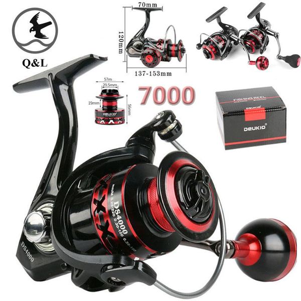 

baitcasting reels q&l 2000-7000 metal one way bearing balls max drag carp salt water surf spinning big sea fishing reel full