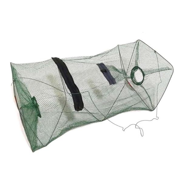 

fishing accessories 21x45cm 2 hole portable hexagon fish network casting nets mesh folding net tackle shrimp crab catcher tank trap cages