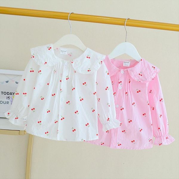 

1 5 years spring autum kids girls cotton shirts infant baby girl printing clothing children casual shirt, White;black