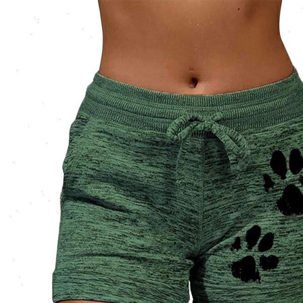 

summer fast drying drawstring womens short cat paw print lace up high waist elastic cotton women beach casual sport, White;black