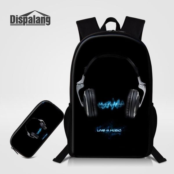 

backpack dispalang 2pcs set women with pencil bag music headset print school bags for teenager live 4 book case