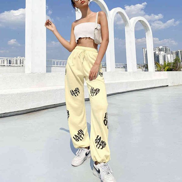 

women's pants & capris biggorange letter printed sports pants women's loose harajuku wide-leg autumn high-waist vbmf, Black;white