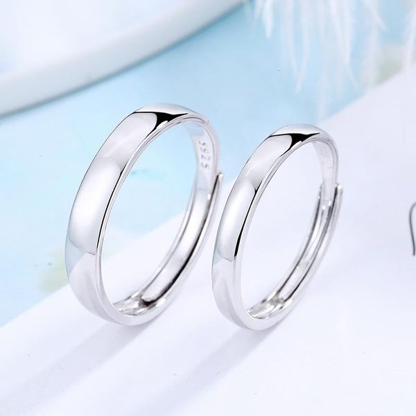

wedding rings s925 pure silver smooth couples buddhist monastic discipline the imperial concubine mouth ring, a pair of men and women, Slivery;golden