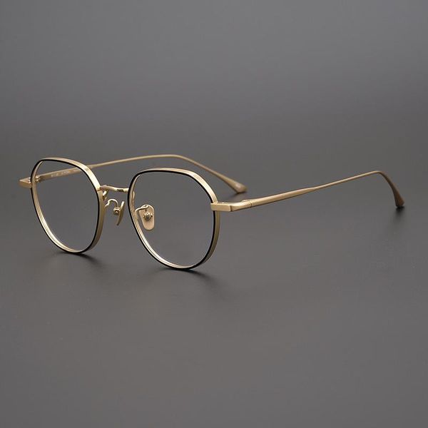 Moda óculos de sol quadros artesanais titânio vintage redondo óculos de prescrição homens mulheres miopia óculos óptico quadro japão marca retro