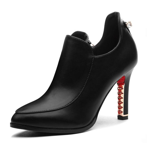 

arrive fashion autumn diamond thin heel shoes woman high heels pointed toe balck ladies pumps size 34-39 m0207 dress, Black