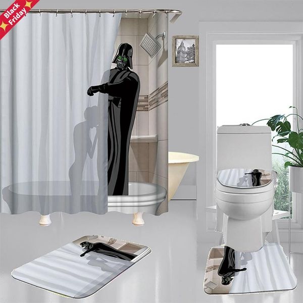 

cartoon funny alien shower curtain set 4 piece carpet cover toilet bath mat pad 5 pattern waterproof bathroom decor 3 size curtains
