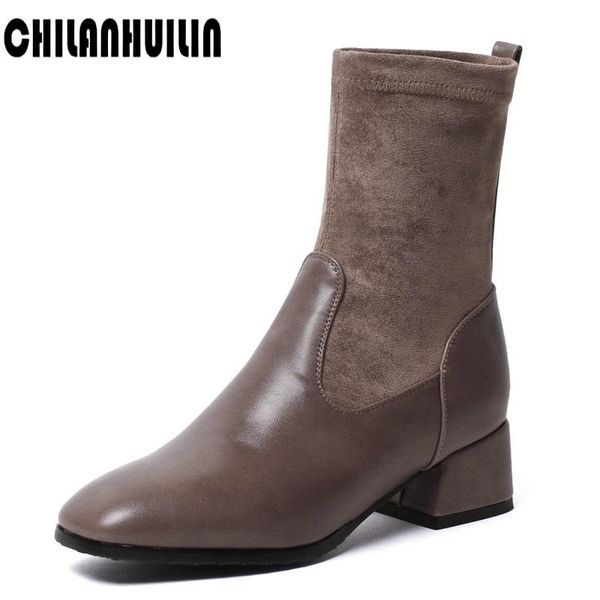 

boots classic comfortable soft rubber ladies fashion elastic sock ankle autumn female high heel party runway shoes, Black
