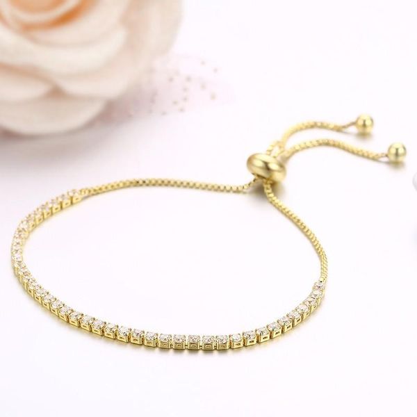 

link, chain thin cz stone tennis bracelets for women girl gold color jewelry pulseras adjustable charm bracelete femme bileklik bransoletki, Black
