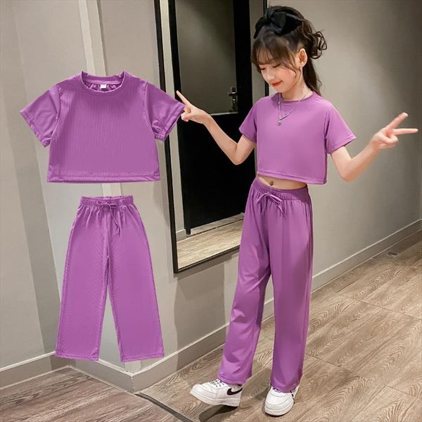 

clothes for girls solid color clothing summer pants set casual style childrens tracksuits, White