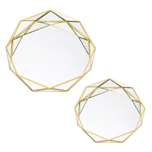 

kitchen storage & organization vintage european glass metal tray gold geometric round fruit plate desksmall items jewelry display